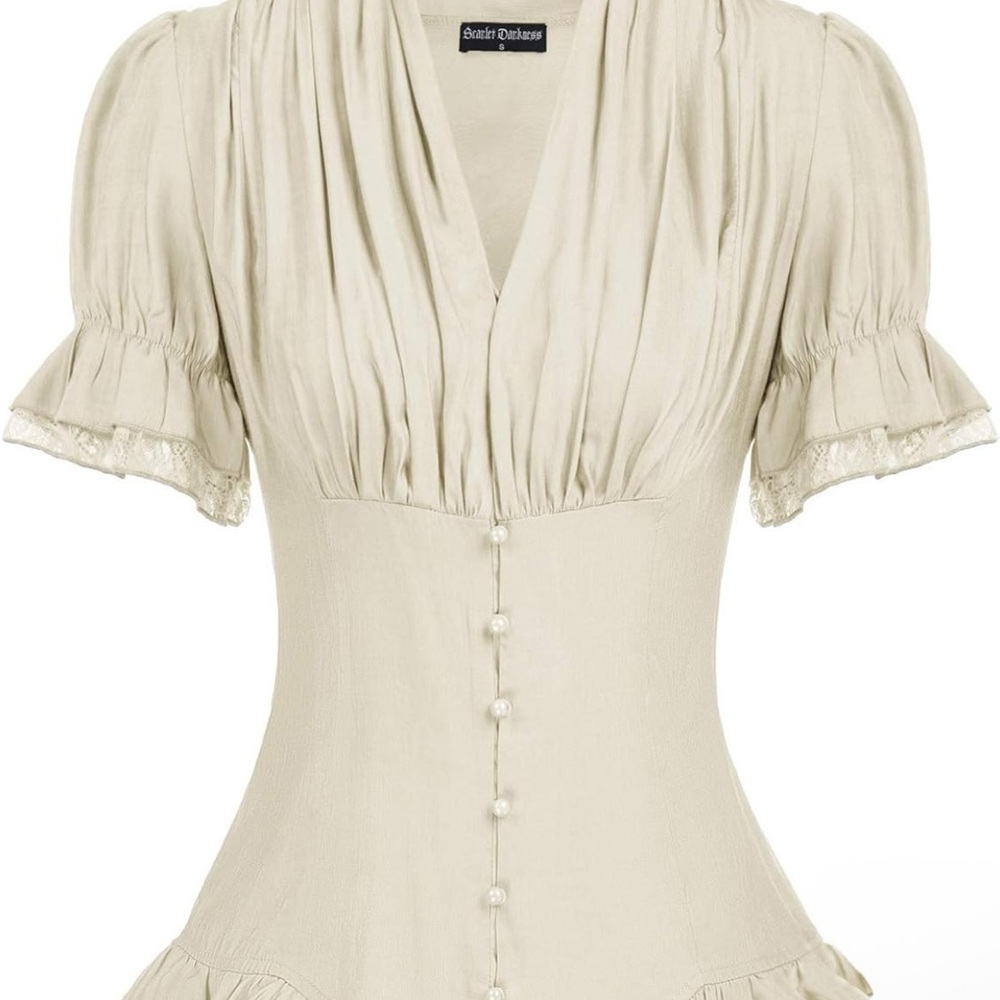 NBW Chic Cream Blouse with Button Detail